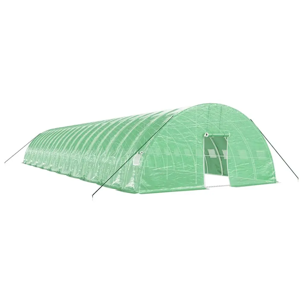 Greenhouse Steel Frame 20x6x2.85m Green PE Cover 120m² Garden Plant Protection