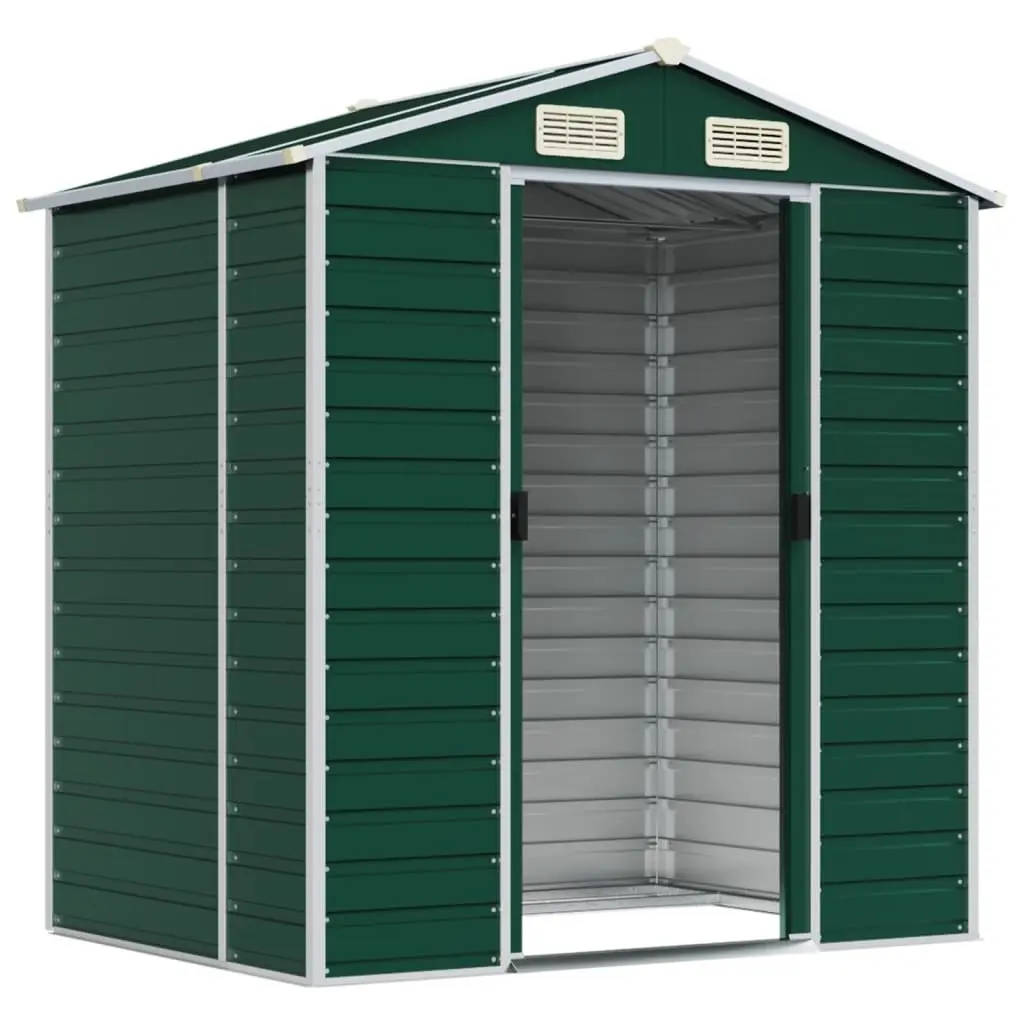 Garden Shed Galvanised Steel Green 191x130x198cm