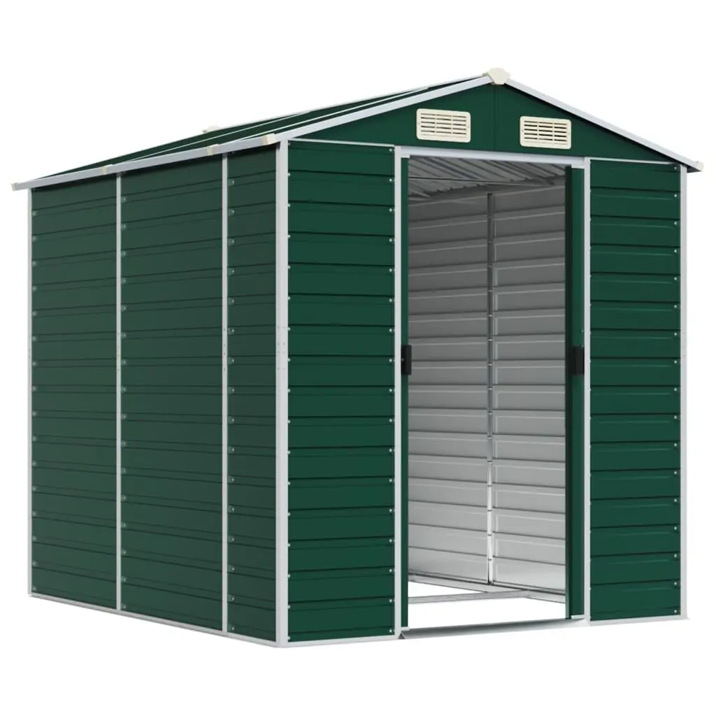 Galvanised Steel Garden Shed Outdoor Storage Tools Green 191x215x198 cm
