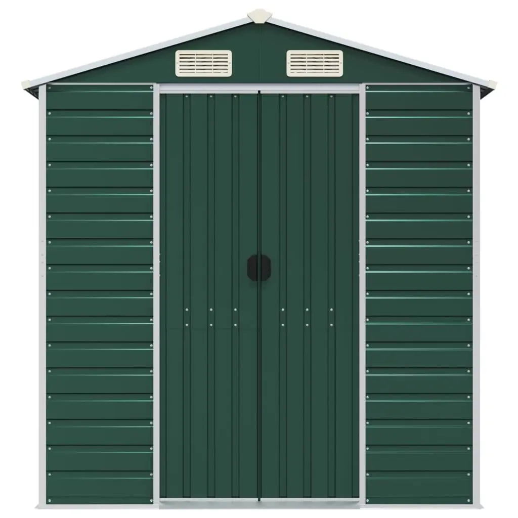 Galvanised Steel Garden Shed Outdoor Storage Tools Green 191x215x198 cm