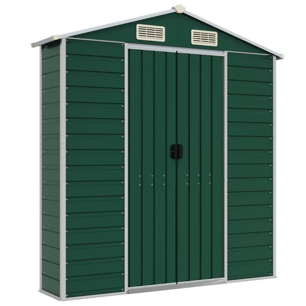 Galvanised Steel Garden Shed Outdoor Storage Tools Green 191x215x198 cm