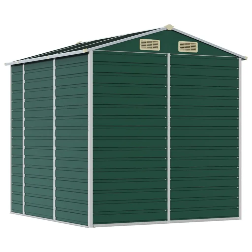 Galvanised Steel Garden Shed Outdoor Storage Tools Green 191x215x198 cm