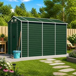 Practical Green Garden Shed 191x300x198 cm for Everyday Use