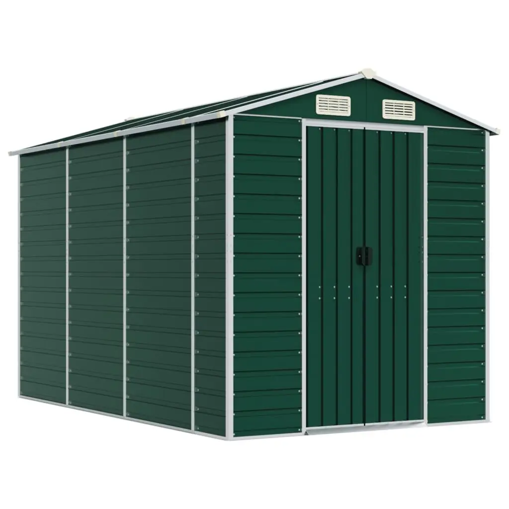 Outdoor Storage Shed Galvanised Steel Green 191x300x198 cm Metal Tool House