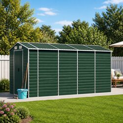 Practical Green Garden Shed for Everyday Storage 191x385x198cm