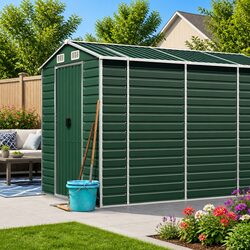 Practical Green Garden Shed 191x470x198cm for Tool Storage