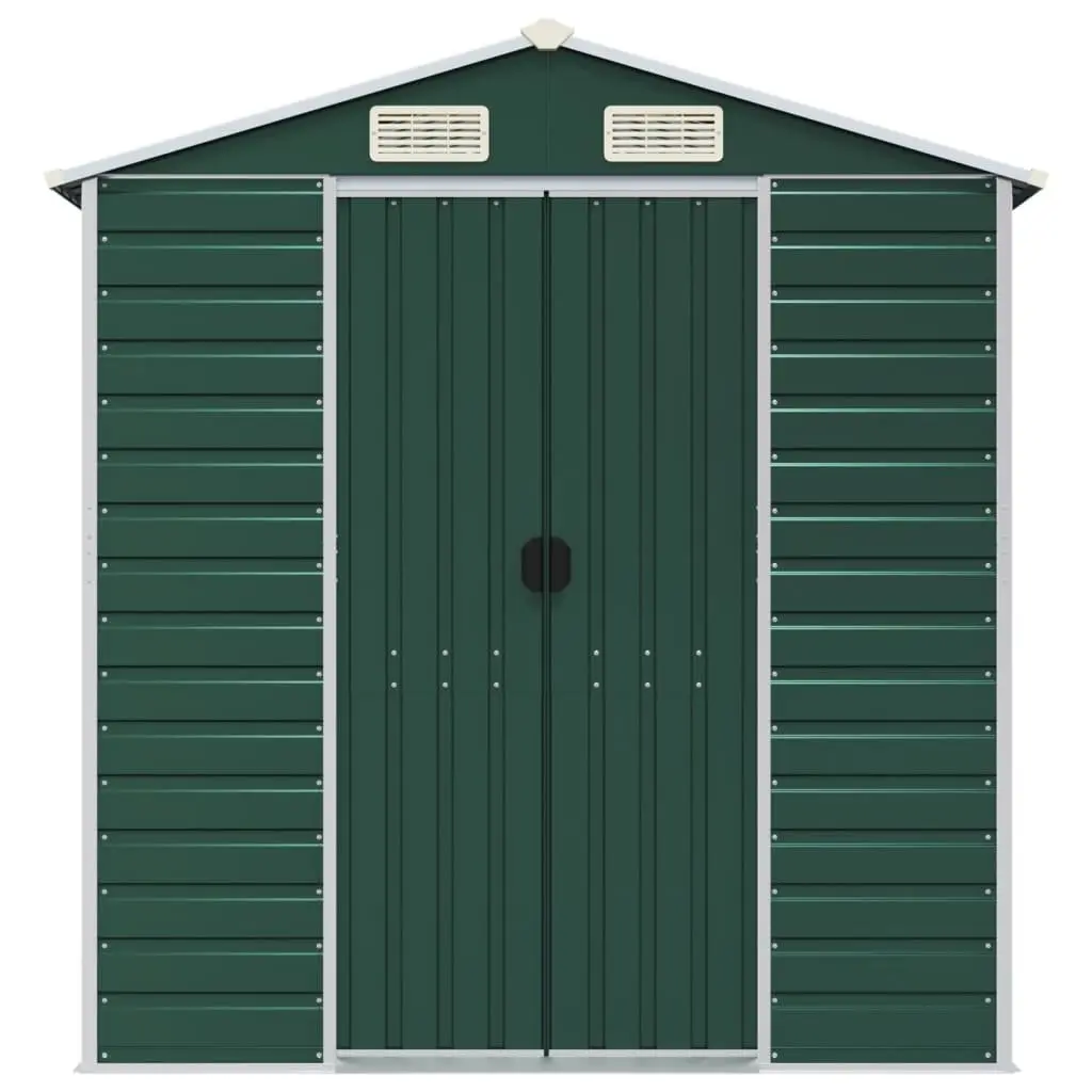 Garden Shed Galvanised Steel Green 191x470x198cm Outdoor Tool Storage