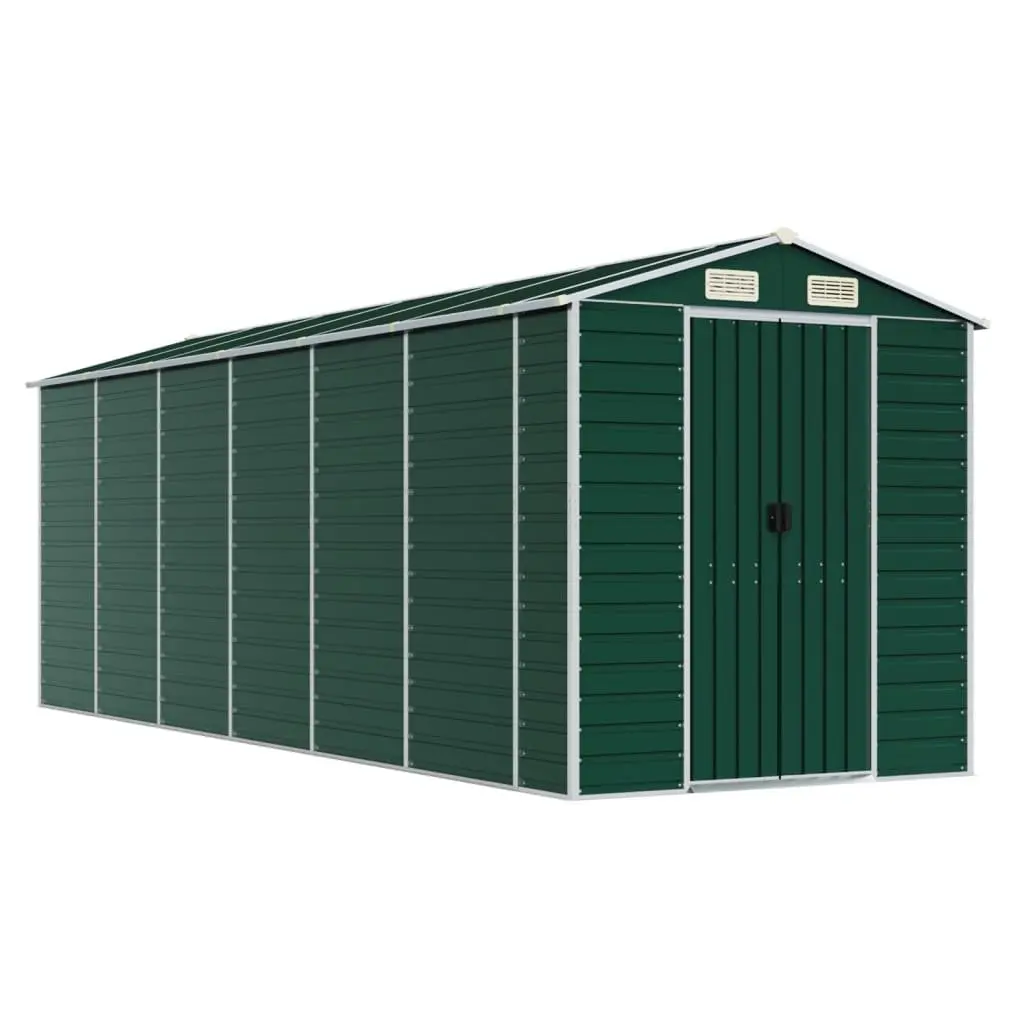 Garden Shed Galvanised Steel 191x555x198 cm Green Outdoor Storage Tool House