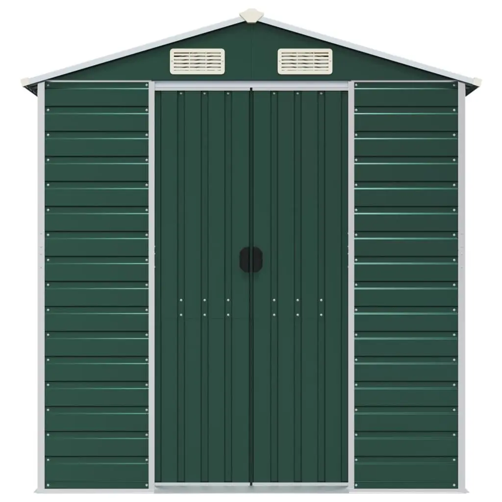 Garden Shed Galvanised Steel 191x555x198 cm Green Outdoor Storage Tool House