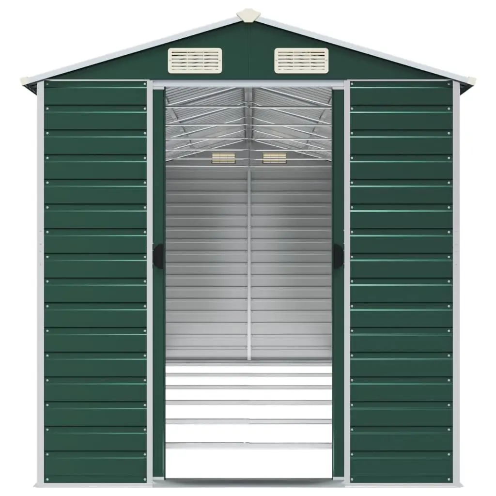 Garden Shed Galvanised Steel 191x555x198 cm Green Outdoor Storage Tool House