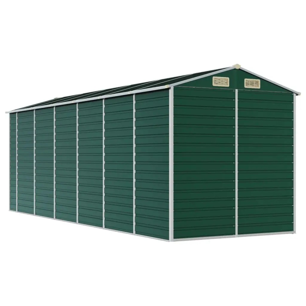 Garden Shed Galvanised Steel 191x555x198 cm Green Outdoor Storage Tool House
