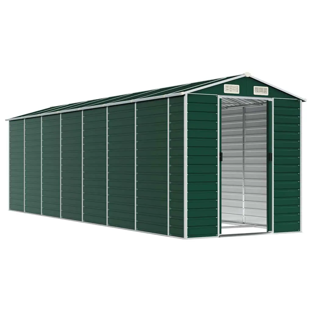 Garden Shed Galvanised Steel 191x640x198 cm Green Outdoor Storage Tool House
