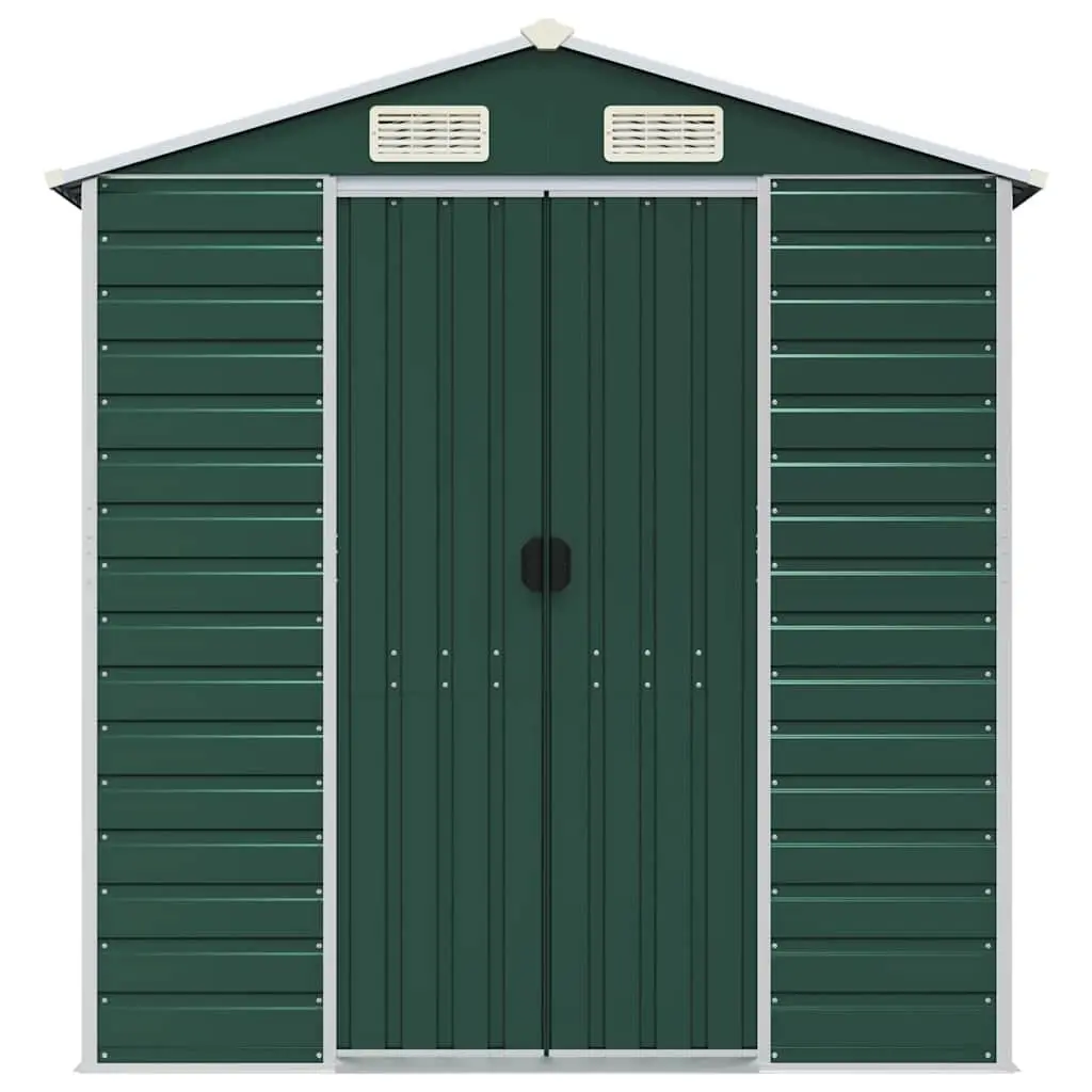 Garden Shed Galvanised Steel 191x640x198 cm Green Outdoor Storage Tool House
