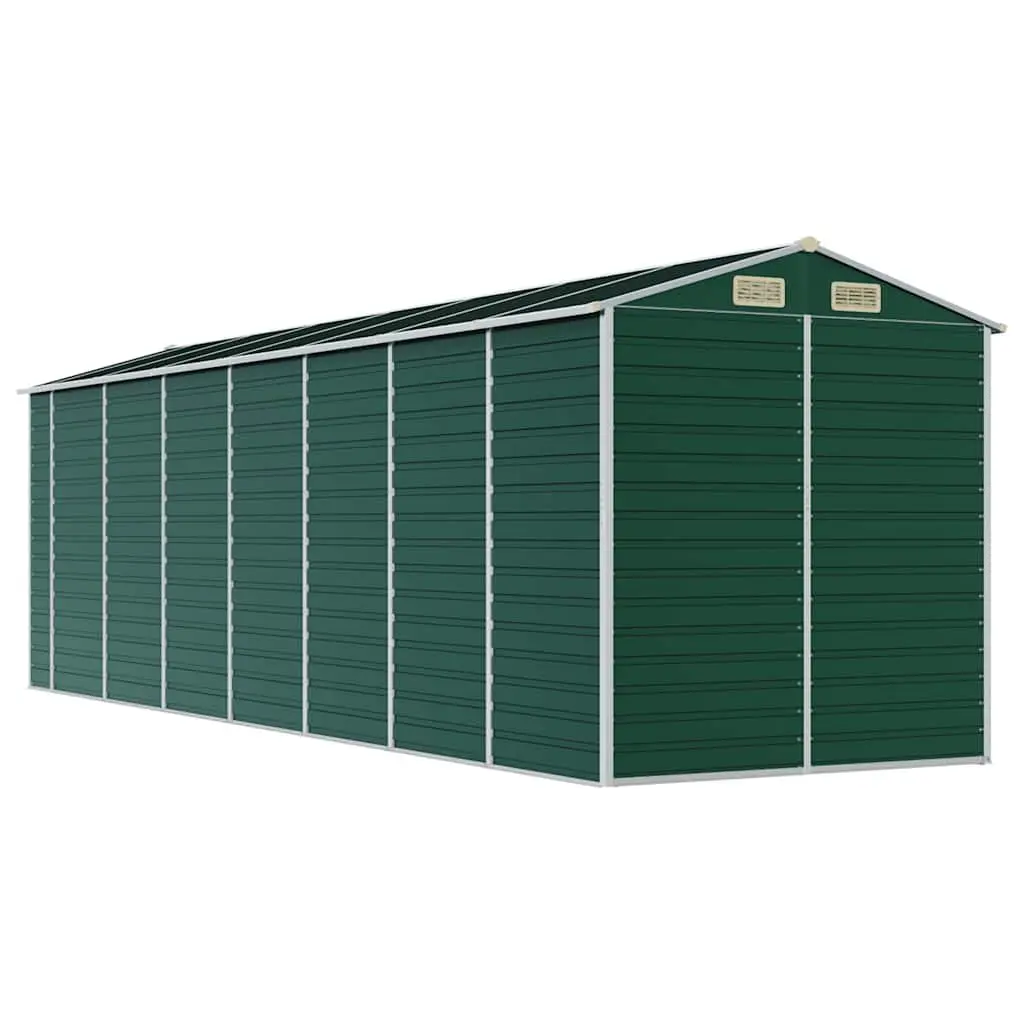 Garden Shed Galvanised Steel 191x640x198 cm Green Outdoor Storage Tool House
