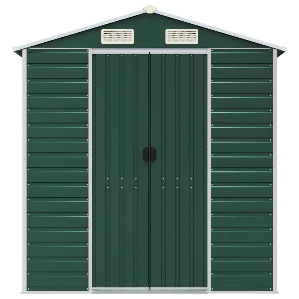 Garden Shed Galvanised Steel 191x810x198 cm Green Outdoor Storage Tool House