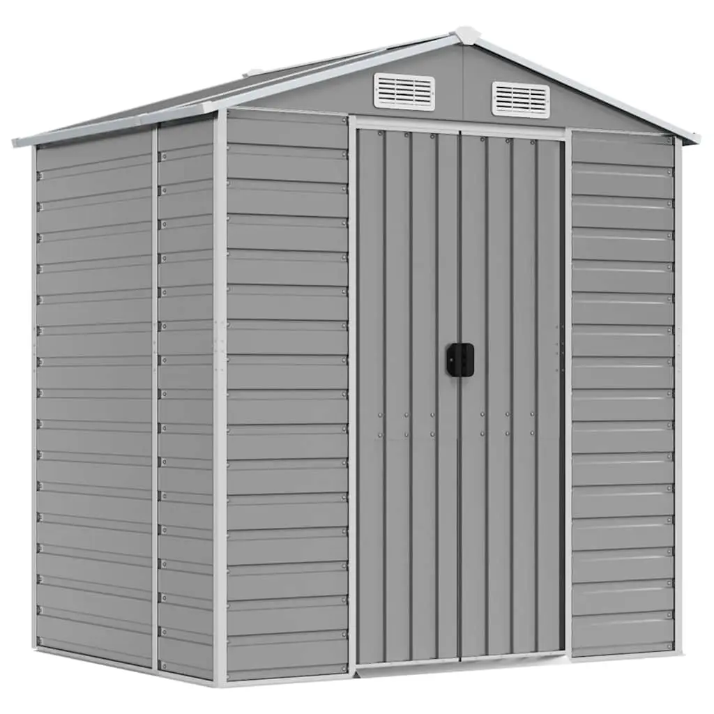 Garden Shed Storage Galvanised Steel Outdoor Tool House Grey 191x130x198cm