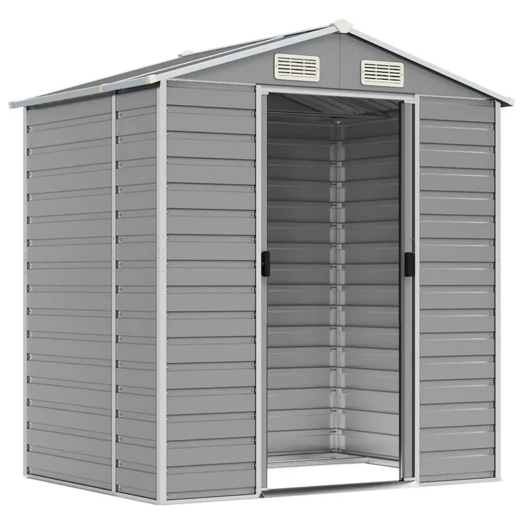 Garden Shed Storage Galvanised Steel Outdoor Tool House Grey 191x130x198cm