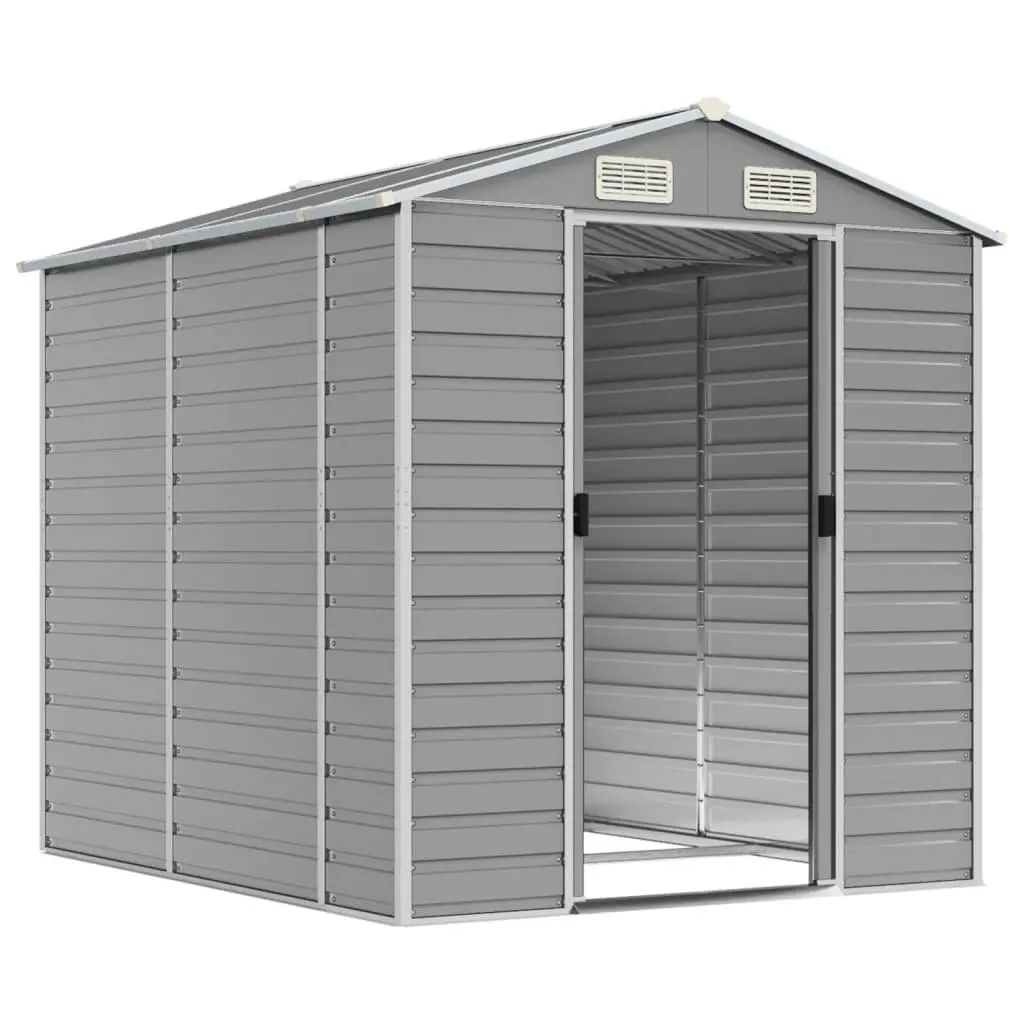 Garden Shed Galvanised Steel Outdoor Storage Grey 191x215x198cm