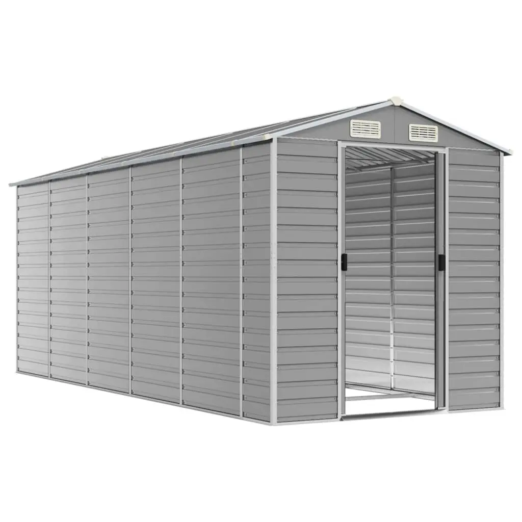 Garden Shed Galvanised Steel Outdoor Storage Tool House Grey 191cm x 470cm x 198cm