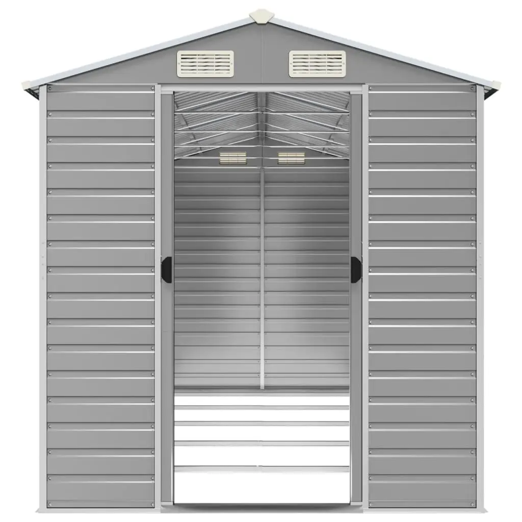 Garden Shed Galvanised Steel Outdoor Storage Tool House Grey 191cm x 470cm x 198cm