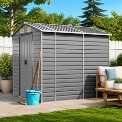 Practical Garden Shed for Everyday Use - Light Grey Galvanised Steel 191x980x198cm