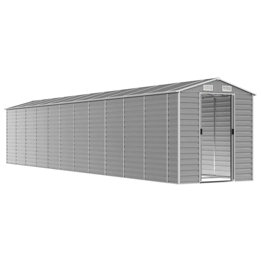 Light Grey Garden Shed Galvanised Steel Outdoor Tool Storage 191x980x198cm