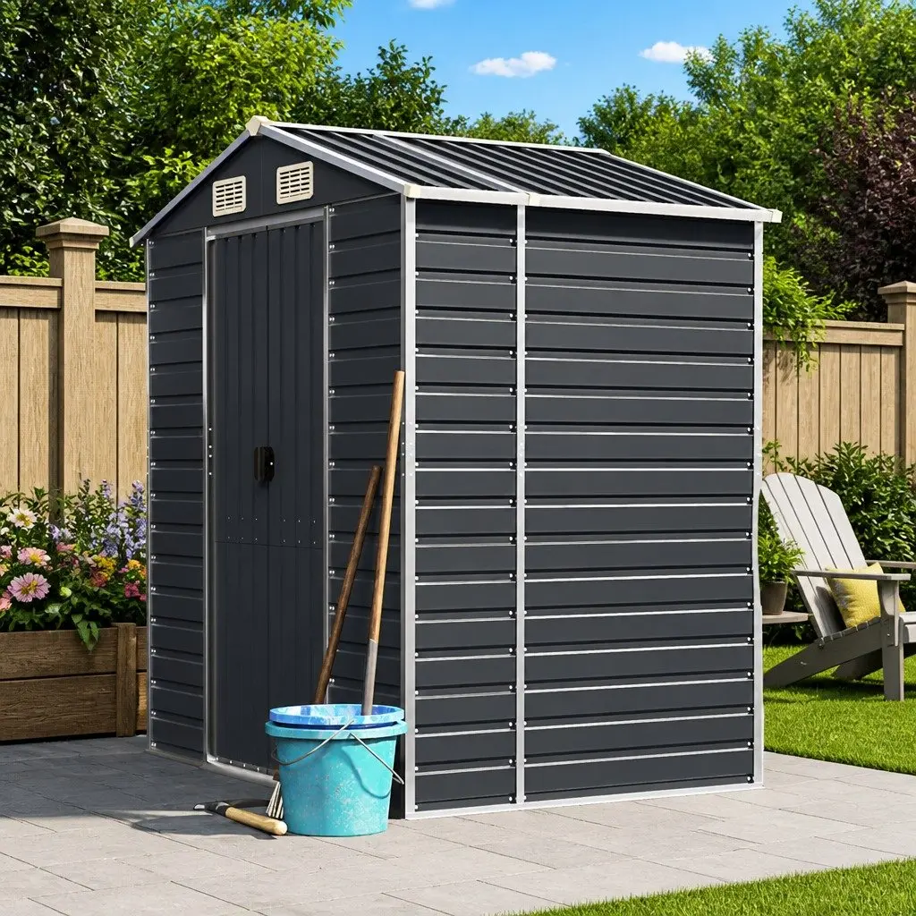 Anthracite Garden Shed 191x130x198 cm for Home Use
