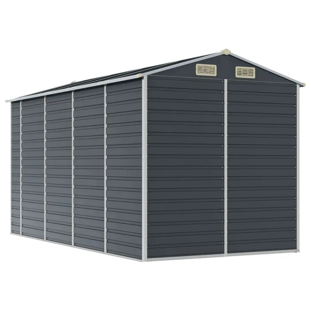 Garden Shed Anthracite 191x385x198 cm Galvanised Steel Outdoor Storage Tool