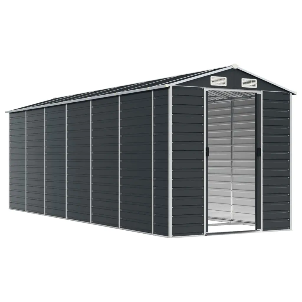 Garden Shed Galvanised Steel 191 x 555 x 198 cm Anthracite Outdoor Storage Tool House Shelter