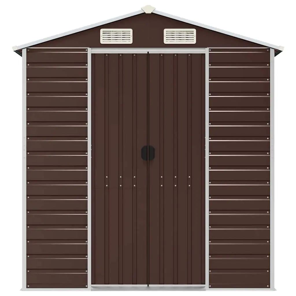 Outdoor Storage Shed Galvanised Steel Brown 191x130x198 cm Tool House