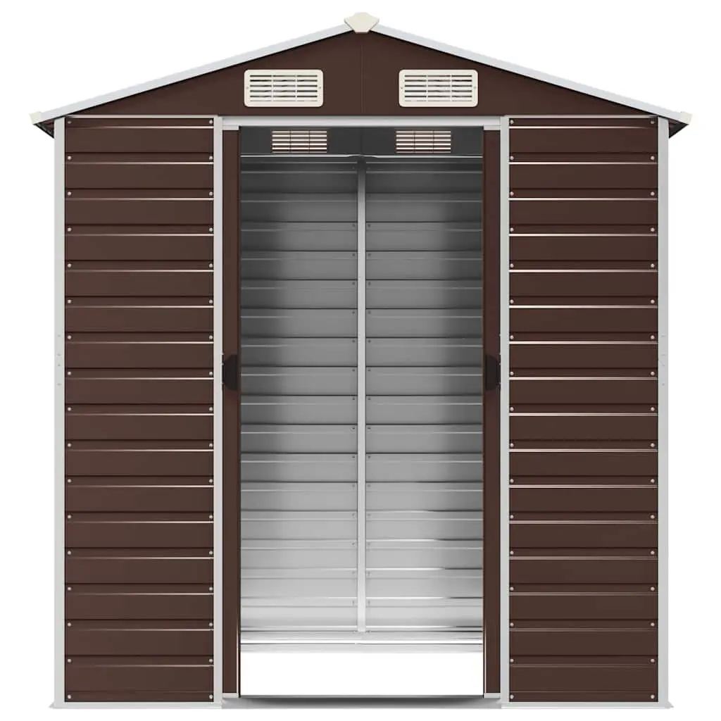 Outdoor Storage Shed Galvanised Steel Brown 191x130x198 cm Tool House