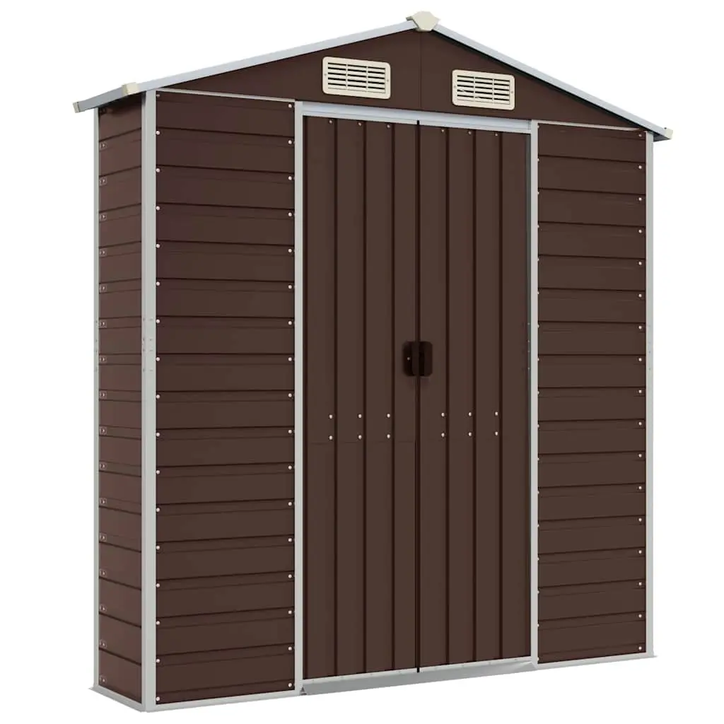 Outdoor Storage Shed Galvanised Steel Brown 191x130x198 cm Tool House