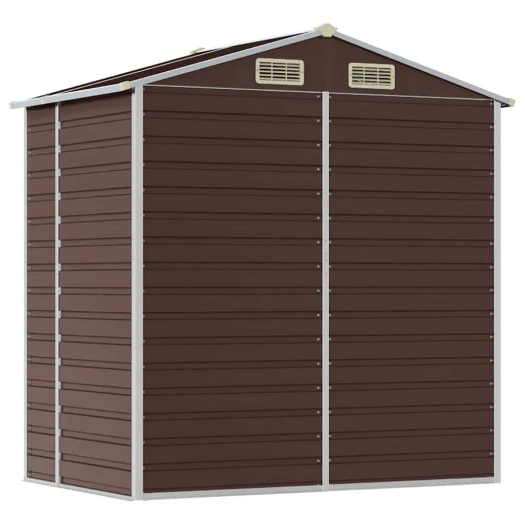 Outdoor Storage Shed Galvanised Steel Brown 191x130x198 cm Tool House