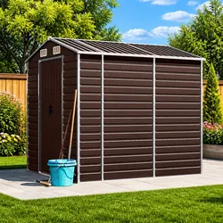 Functional Brown Metal Shed for Home Use