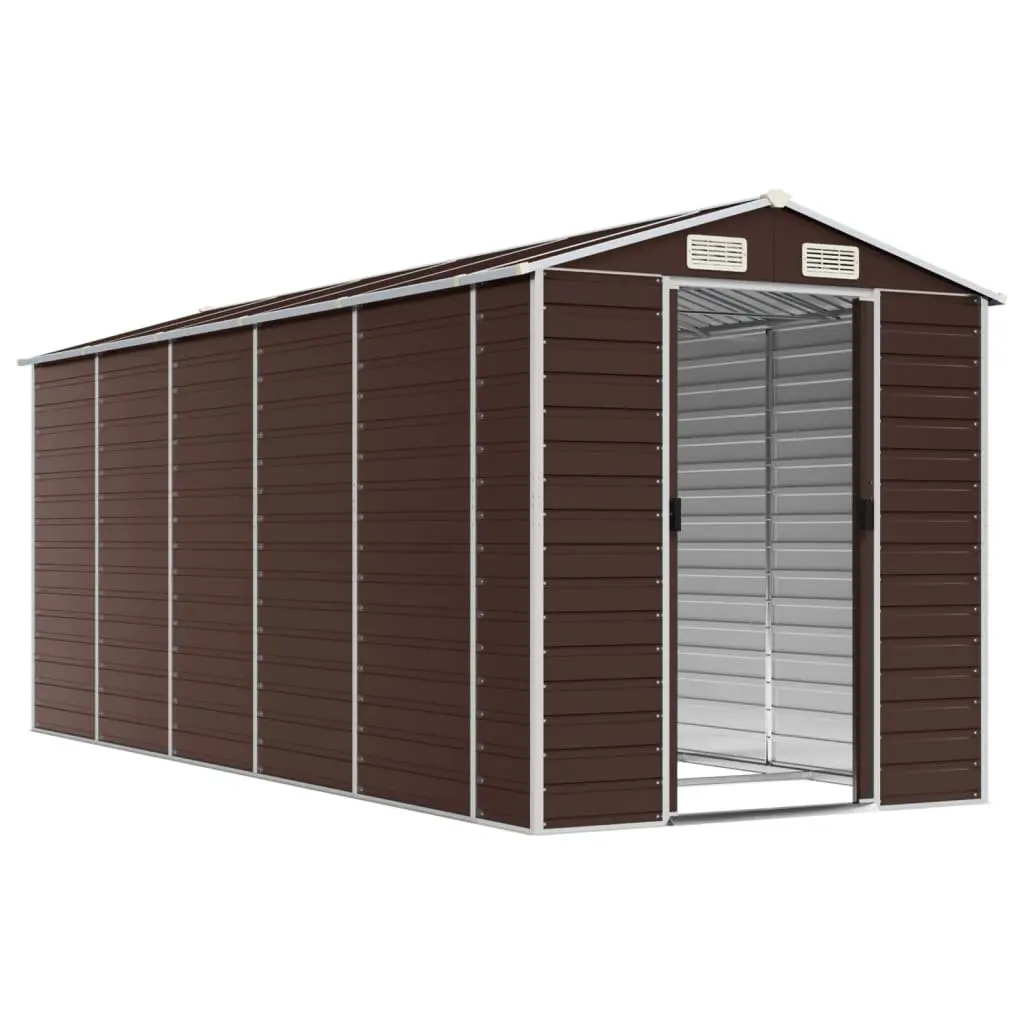 Garden Shed Galvanised Steel 191x470x198cm Brown Outdoor Storage Tool House