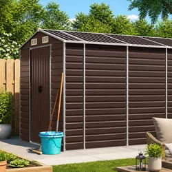 Functional Brown Garden Shed for Tools and Equipment