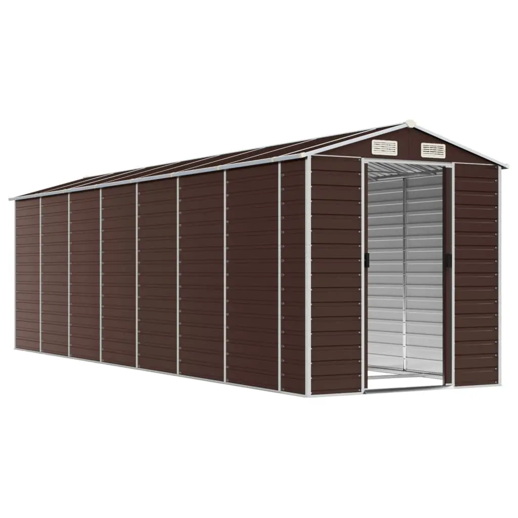 Garden Shed Galvanised Steel 191x640x198 cm Brown Outdoor Storage Tool House