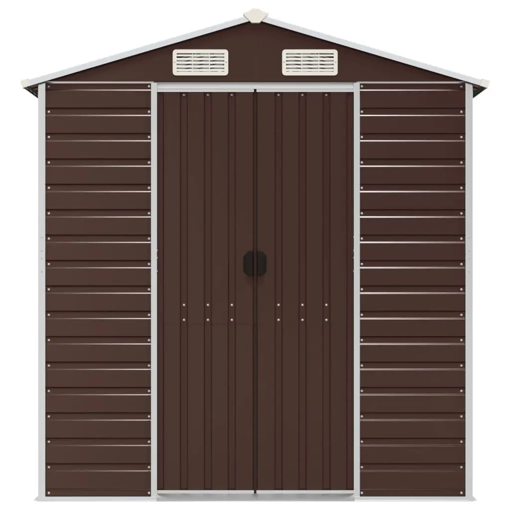 Garden Shed Galvanised Steel 191x640x198 cm Brown Outdoor Storage Tool House