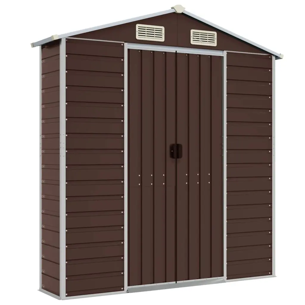 Garden Shed Galvanised Steel 191x640x198 cm Brown Outdoor Storage Tool House