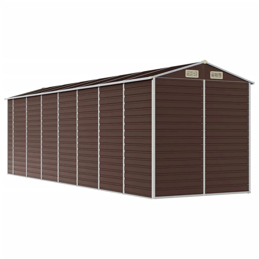 Garden Shed Galvanised Steel 191x640x198 cm Brown Outdoor Storage Tool House