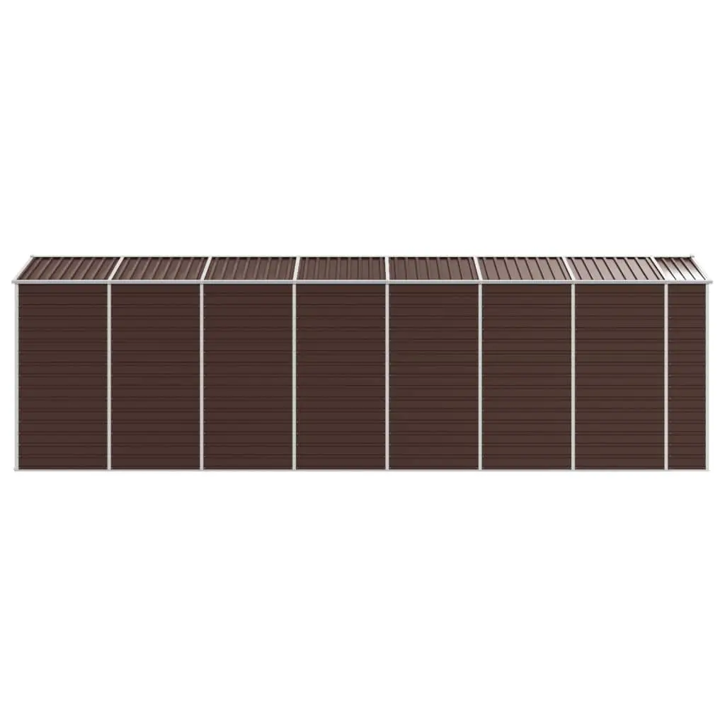 Garden Shed Galvanised Steel 191x640x198 cm Brown Outdoor Storage Tool House