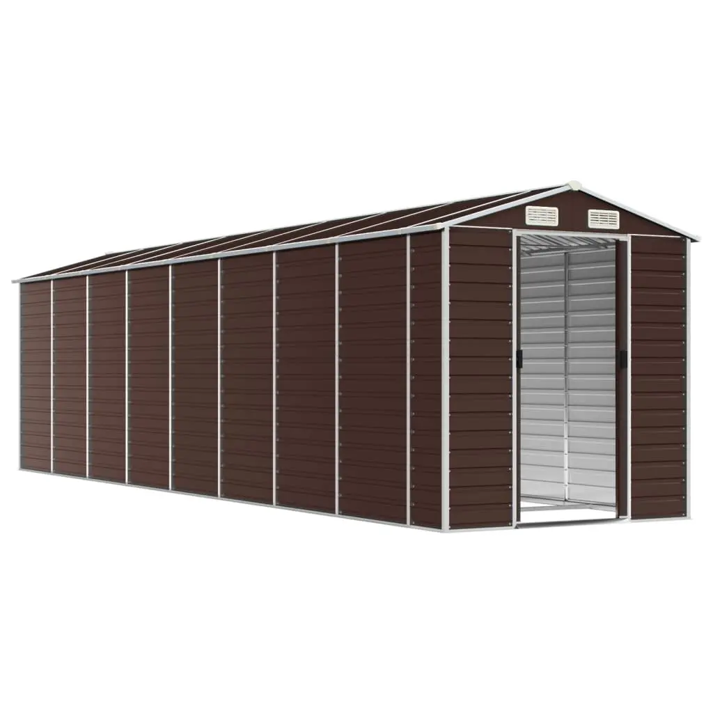 Garden Shed Galvanised Steel 191x725x198 cm Brown Outdoor Storage Tool House