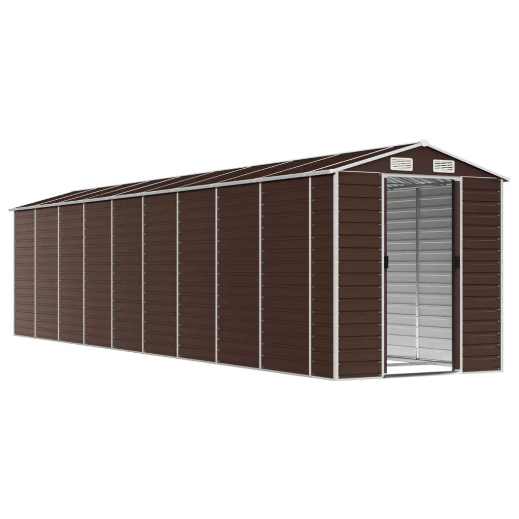 Garden Shed Galvanised Steel 191x810x198 cm Brown Outdoor Storage Tool House