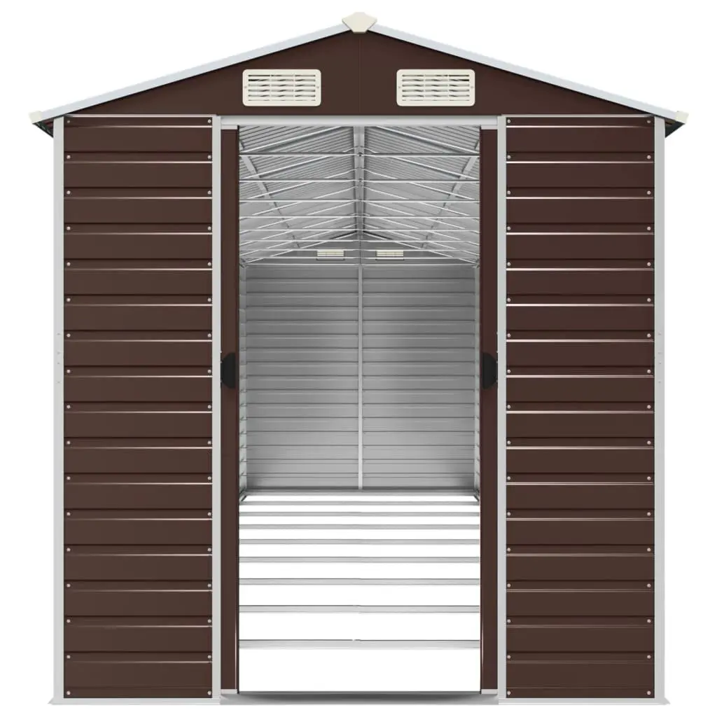 Garden Shed Galvanised Steel 191x810x198 cm Brown Outdoor Storage Tool House