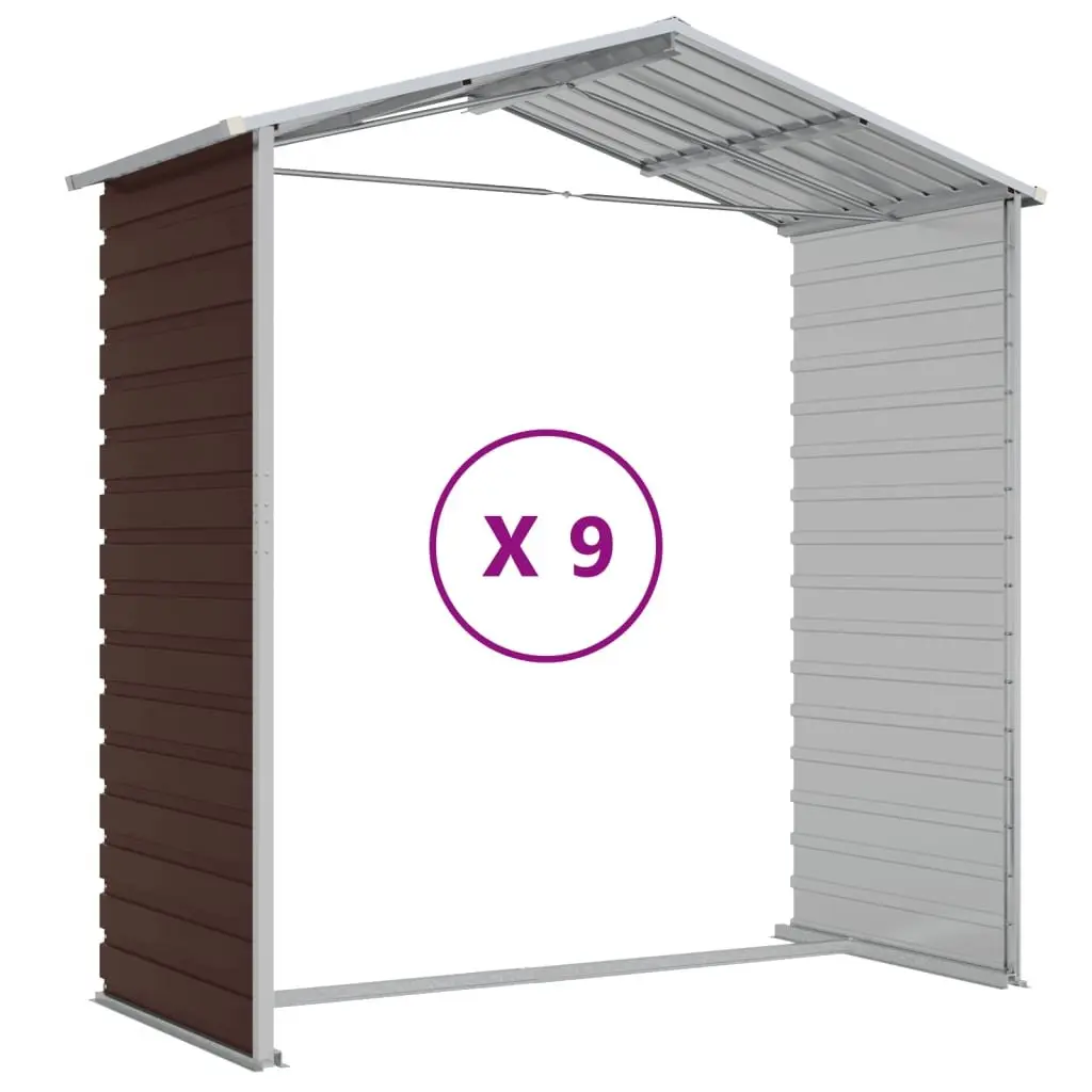 Garden Shed Galvanised Steel 191x810x198 cm Brown Outdoor Storage Tool House