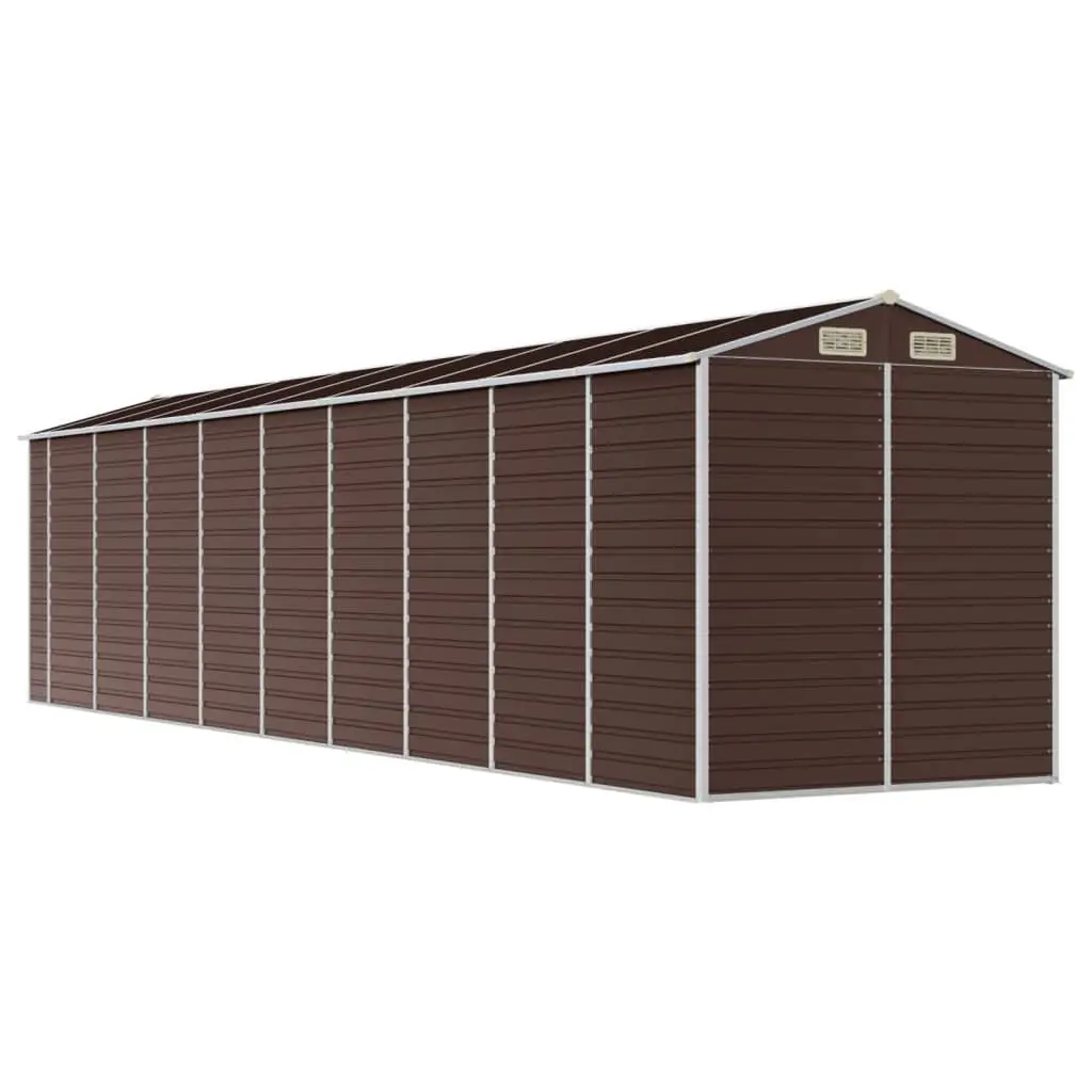 Garden Shed Galvanised Steel 191x810x198 cm Brown Outdoor Storage Tool House