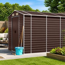 Practical Brown Galvanised Steel Garden Storage Shed 191x980x198cm