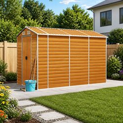 Garden Shed Brown Outdoor Storage Metal Tool House Galvanised Steel