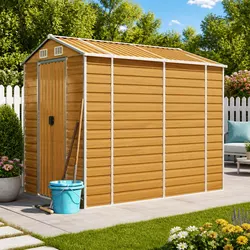 Functional Brown Garden Shed for Outdoor Storage 191x555x198 cm