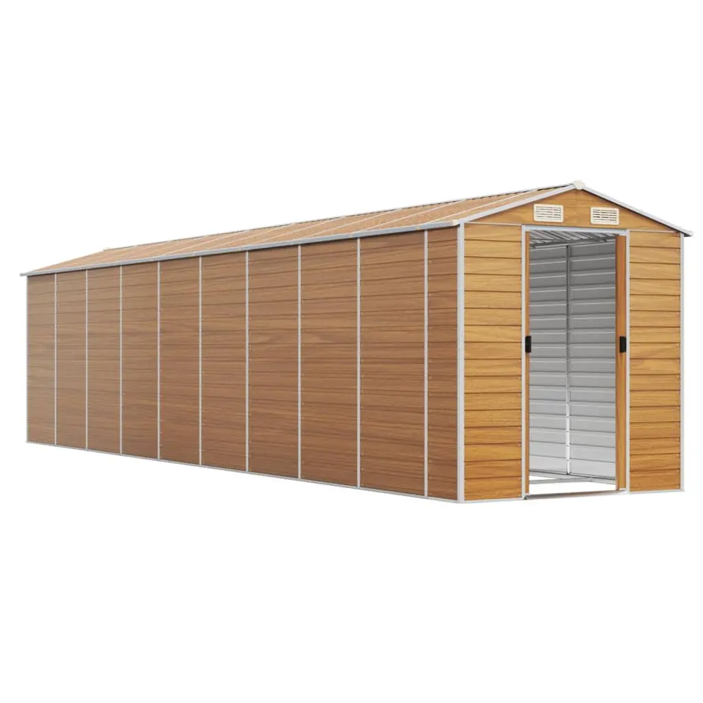 Garden Shed Galvanised Steel Outdoor Storage Tool House Brown 191x810x198cm